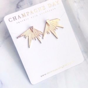 Gold Starburst Ear Jacket Earrings